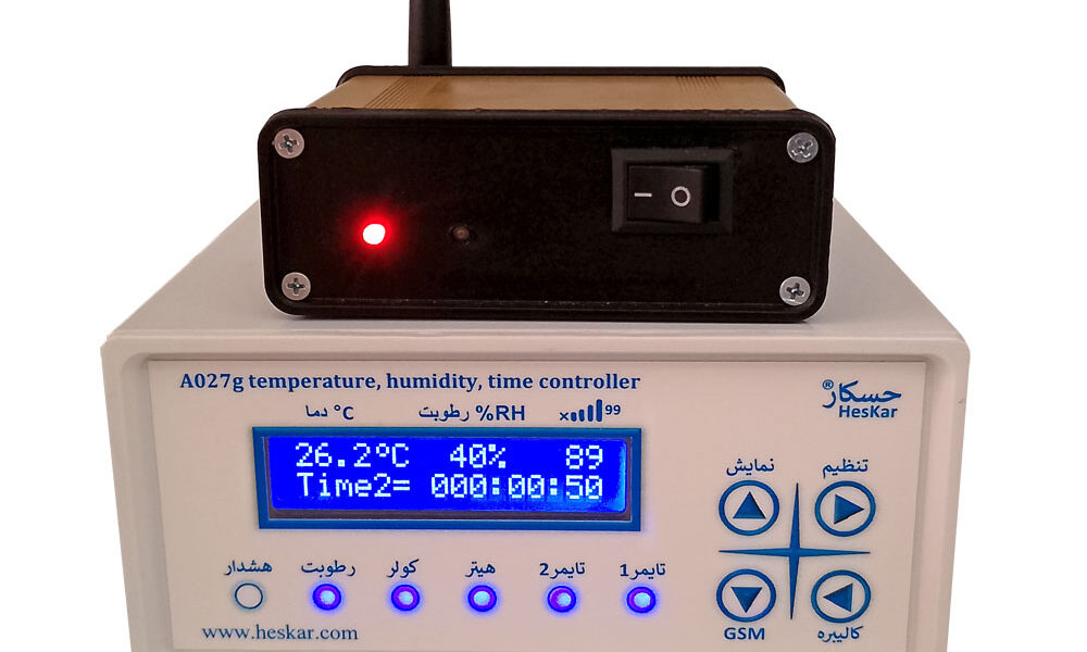 سیستم کنترل دما رطوبت و تایمر پیامکی با قابلیت تماس و تنظیم از راه دور مدل A027g